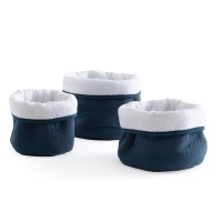 Комплект из 3 корзин из Хлопчатобумажной газовой ткани Kumla единый размер синий LA REDOUTE INTERIEURS  фото, kupilegko.ru